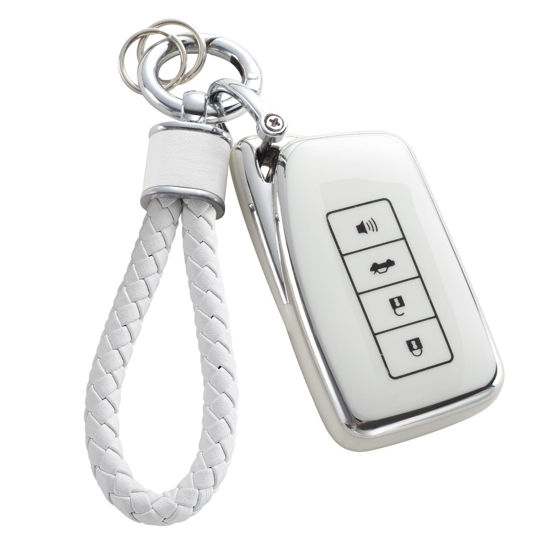 Picture of YO&YOYE for Lexus Key Fob Cover with Keychain, Soft TPU Key Case Protection Shell Fit for Lexus RX ES GS LS NX RS GX LX RC LC Smart Key