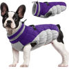 Picture of FUAMEY Dog Coat,Warm Dog Jacket Winter Coat Paded Dog Fleece Vest Reflective Dog Cold Weather Coats with Built in Harness Waterproof Windproof Dog Snow Jacket Clothes with Zipper Purple Medium