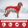 Picture of FUAMEY Dog Coat,Warm Dog Jacket Winter Coat Paded Dog Fleece Vest Reflective Dog Cold Weather Coats with Built in Harness Waterproof Windproof Dog Snow Jacket Clothes with Zipper Red Large