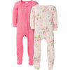 Picture of Gerber Baby Girls' 2-Pack Footed Pajamas, Pink Rose, 6 Months