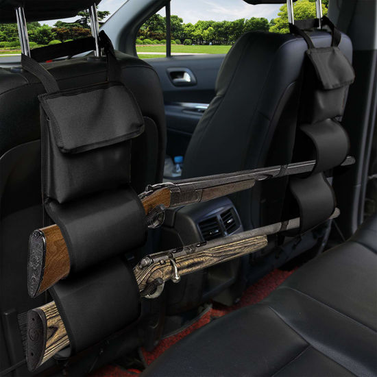 Picture of MYDAYS Seat Back Gun Rack, Gun Sling Bag, Camo Front Seat Gun Organizer Holder for Hunting Rifles/Shotguns(Black2)