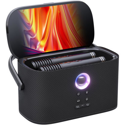 Picture of Ikarao Portable Karaoke Machine for Adults, Built-in Lyrics Display and Screen, 2 Self-Charging Wireless Microphones, Karaoke App, 140W Speaker, Connects to TV for Home Party Birthday Outdoor Camping