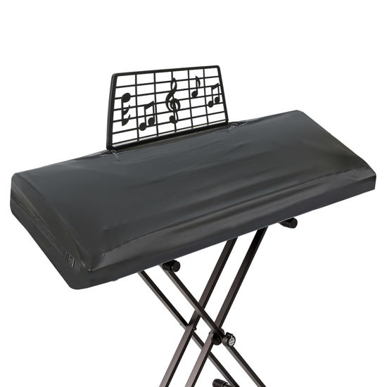 Picture of Explore Land Premium Piano Keyboard Dust Cover with Music Stand Opening - Stretchy Leather Piano Protector for 61-88 Keys Digital Electronic Piano (Black,61)