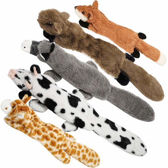 Picture of Nocciola Dog Squeaky Toys, 5 PCS Crinkle Plush Dog Toys, No Stuffing Dog Toys for Small Medium Large Dogs, Stuffless Puppy Toys for Boredom