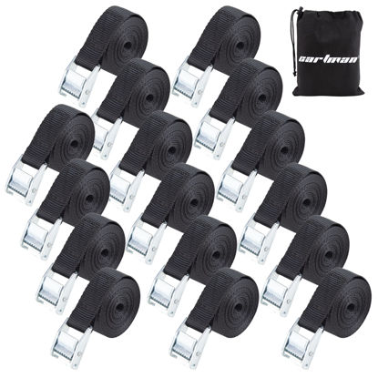 Picture of Cartman 1" x 12' Lashing Straps Cargo Tie-Down Strap Up to 600lbs, 16pk in Carry Bag, Black
