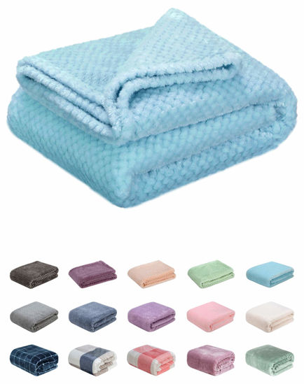 Picture of Fuzzy Throw Blanket, Plush Fleece Blankets for Adults, Toddler, Boys and Girls, Warm Soft Blankets and Throws for Bed, Couch, Sofa, Travel and Outdoor, Camping (40Wx60L, M-Ice Blue)