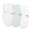 Picture of SwaddleMe by Ingenuity Monogram Collection Baby Swaddle, 100% Cotton, Improves Sleep & Calms Startle Reflex, 0-3 Months, Pocket Fold Design for Easy Changes, 1.0 TOG, 3-Pack - Elephant Dance