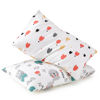 Picture of TILLYOU Toddler Pillowcase 2 Pack with Envelope Closure,Silky Soft Microfiber 13" x 18" Kids Travel Pillow Cases,Bib Bear & Colorful Love