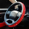 Picture of ChuLian New Diamond Leather Steering Wheel Cover with Bling Bling Crystal Rhinestones, Universal Fit 15 Inch Car Wheel Protector for Women Girls Red Diamond