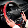 Picture of ChuLian New Diamond Leather Steering Wheel Cover with Bling Bling Crystal Rhinestones, Universal Fit 15 Inch Car Wheel Protector for Women Girls Red Diamond