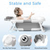 Picture of BUNWAG Baby Bathtub, Collapsible Newborn Bathtub for Infant to Toddler 0-24 Months with Soft Cushion and Thermometer,Portable Travel Bathtub, Foldable Infant Bathtub with No-Slip Feet, Grey