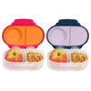 Picture of b.box Snack Box (2-pack) for Kids & Toddlers: 2 Compartment Snack Containers, Mini Bento Box, Lunch Box. Leak Proof, BPA free, Dishwasher safe. Ages 4 months+ (s'shake + indigo rose, 12oz capacity)