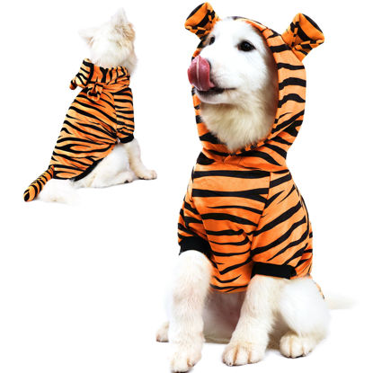 Picture of NACOCO Halloween Dog Tiger Costume-Pet Cosplay Clothes Cat Coat Hoodie Outfits Warm Winter Apparel for Dog Small and Medium Cat(Orange, 3XL)