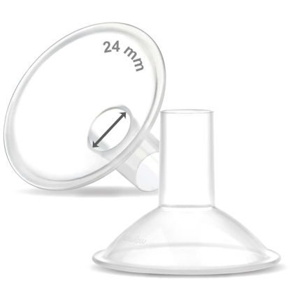 Picture of Maymom MyFit, Crater Series, 24 mm 2xTwo-Piece Breastshield Compatible with Medela Breast Pumps. Long Nipple Tunnel for Elasitc Nipples