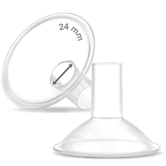 Picture of Maymom MyFit, Crater Series, 24 mm 2xTwo-Piece Breastshield Compatible with Medela Breast Pumps. Long Nipple Tunnel for Elasitc Nipples