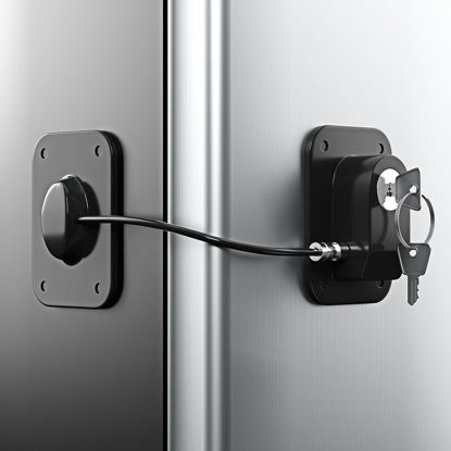 Picture of RORMGO Refrigerator Lock 2 Packs, Fridge Lock with Silicone Wire Protection Fridge Locks for Kids Easy to Use and Install Fridge Locks with Key Surface-Friendly Freezer Lock, Black