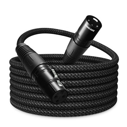 Picture of SONICAKE XLR Microphone Cable Male to Female 3 Pin Nylon Braided for Studio Recording and Live Production 10 Feet/3M, Black