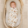 Picture of Konssy Muslin Swaddle Blankets for Boys Girls, 2 Pack Receiving Baby Blanket Large 47 x 47 inches, Soft Breathable Swaddling Wrap for Unisex Newborn (Flourish, Toffee)