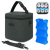 Picture of Mancro Breastmilk Cooler Bag with Ice Pack, Insulated Bottle Bag for 6 Baby Bottles (Up to 9 Ounce) with Shoulder Strap for Nursing Moms on the Go or Daycare, Dark Grey