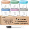 Picture of DRKIO 6 Pack Glass Baby Food Storage Containers - 4 Oz Baby Food Jars with Lids Baby Food Maker Microwave Dishwasher Freezer Safe 100% Leak Proof BPA Free Reusable
