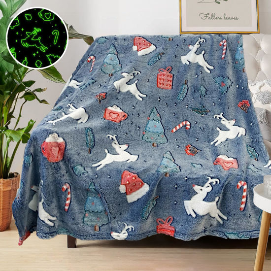 Picture of Christmas Blanket for Girls, Glow in The Dark Blankets for Girls Kids Blankets for Girls, Personalized Blankets for Girls/Toddler, for Girls Age 1-12, Soft Fleece Blanket 40"x 60"