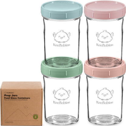 Picture of KeaBabies 4pk 8oz Glass Baby Food Containers - Leak-Proof, Microwavable Small Baby Glass Jars with Lids, Baby Food Storage Containers, Baby Snack Containers, BPA-Free Baby Food Jars (Musk Dusk)
