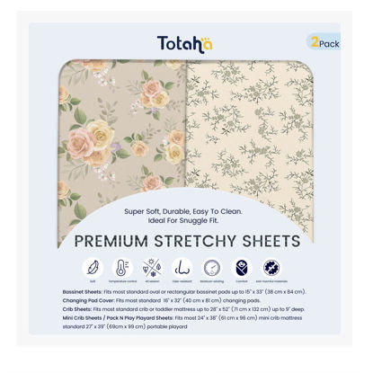 Picture of TotAha Changing Pad Cover, Buttery Soft Diaper Changing Pad Covers for Girls Boys, Super Stretchy Jersey Knit Changing Table Covers, 5'' Deep Pocket, 2 Pack
