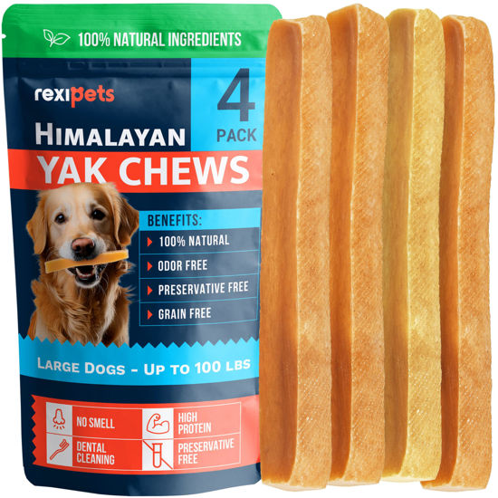 Picture of 100% Natural Yak Cheese Himalayan Made Dog Chews All Breeds - Lactose Free Yak Chews for Small, Medium & Large Dogs - Dental Cleaning Dog Chews Aggressive Chewers - Long Lasting Odor & Gluten Free