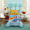 Picture of Disney Winnie The Pooh Funny Friends Aqua, Gold, Blue and Orange, Tigger, Eeyore and Piglet 4 Piece Toddler Bed Set - Comforter, Fitted Bottom Sheet, Flat Top Sheet, and Reversible Pillowcase