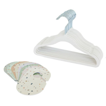 Picture of 3 Sprouts Baby Closet Organizer Set - 15 Nursery Hangers with 8 Size Dividers, Closet Dividers for Baby Clothes and Clothes Organizer for Infant to Toddler Clothing - Cream Hangers & Terrazzo Dividers