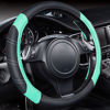 Picture of CAR PASS Line Rider Microfiber Leather Sporty Steering Wheel Cover Universal Fits for 95% Truck,SUV,Cars, 14.5-15 inch Anti-Slip Safety Comfortable Design (Black Mint Blue)