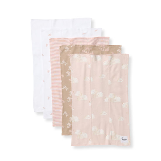 Picture of Burt's Bees Baby Infant Burp Cloths, 100% Organic Cotton Extra Absorbent Soft Fabric Drool Cloths, 5-Pack Newborn Must-Have Essential Large Burping Cloths, One Size 17 x 11.75 Inches