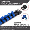 Picture of ALOANES 3 PC ABS Socket Organizer, 3/8 inch, Drive Socket Rail Holders, Heavy Duty Socket Racks, Black Rails with Blue Clips