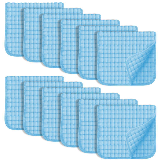 Picture of SWEET DOLPHIN 12 Pack Muslin Burp Cloths Large 100% Cotton Hand Washcloths for Baby - Baby Essentials Extra Absorbent and Soft Boys & Girls Milk Spit Up Rags for Newborn Registry- Aquamarine, 20" X10"