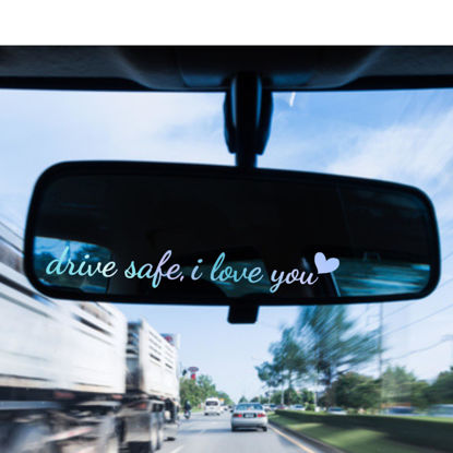 Picture of Marita 3X Hello Beautiful Rearview Mirror Decal, Vanity Mirror Stickers, Rear View Mirror Sticker, Car Mirror Stickers, Rear View Mirror Decor. (Drive Safe, I Love You Holographic)