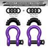 Picture of AUTMATCH D Ring Shackle 3/4" Shackles (2 Pack) 41,887Ibs Break Strength with 7/8" Screw Pin and Shackle Isolator Washers Kit for Tow Strap Winch Off Road Vehicle Recovery Purple & Black
