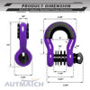 Picture of AUTMATCH D Ring Shackle 3/4" Shackles (2 Pack) 41,887Ibs Break Strength with 7/8" Screw Pin and Shackle Isolator Washers Kit for Tow Strap Winch Off Road Vehicle Recovery Purple & Black