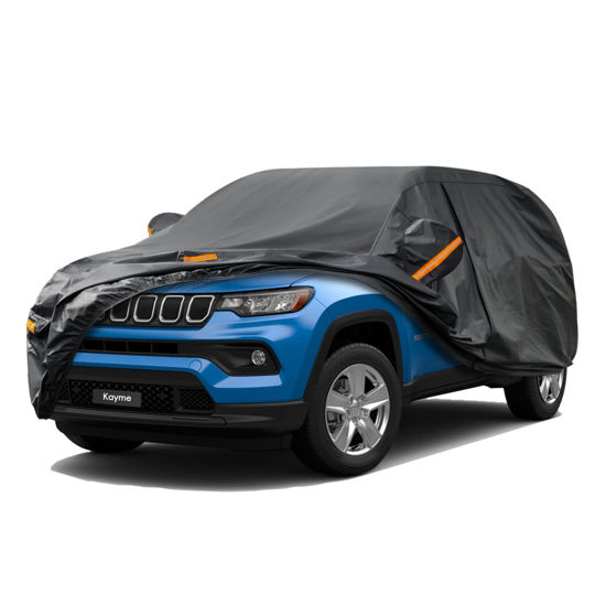 Picture of Kayme 7 Layers SUV Car Cover Custom Fit for Jeep Compass (2006-2024) Waterproof All Weather for Automobiles, Outdoor Full Cover Rain Sun UV Protection.Black
