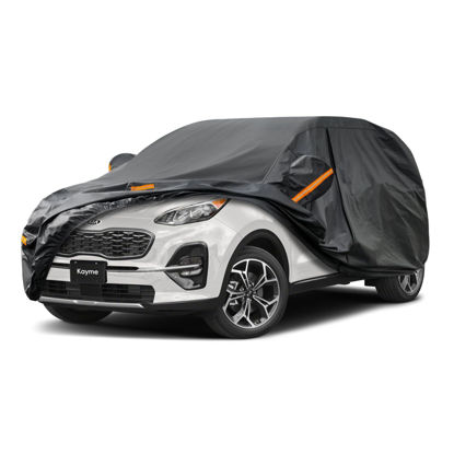 Picture of Kayme 7 Layers SUV Car Cover Custom Fit for Kia Sportage (1994-2024) Waterproof All Weather for Automobiles,Outdoor Full Cover Rain Sun UV Protection.Black