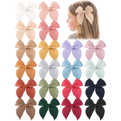 Picture of Niceye Fable Girls Hair Bows Cotton Linen Alligator Hair Clips or Little Girls Toddlers Kids Neutral Handmade Hair Accessories - 4.5” bow