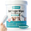 Picture of MEDUWEDU Ear Cleaner Finger Wipes 60 Counts, Dog Ear Cleaner, Grooming Kit Care for Dogs and Cats, Soft & Easy Otic Cleaning Pads, Remove Wax, Dirt & Stop Smelly, Itchy, Non-Irritating, Unscented