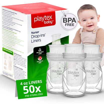 Picture of Playtex Baby Nurser Pre-Sterilized Disposable Drop-Ins Bottle Liners, Closer to Breastfeeding, 4 Oz, 50 Count