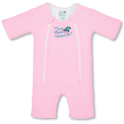 Picture of Baby Merlin's Magic Sleepsuit - Microfleece Baby Transition Swaddle Sleep Suit for Infants 3-6 Months and 6-9 Months - Baby Sleepsuit with Double Zipper for Easy Diaper Changes - Pink