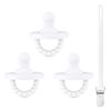 Picture of Ryan & Rose Cutie PAT Pacifier Teether 3 Pack and Flex Clip (Flat, White)