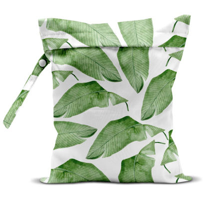 Picture of zcyxuuw Wet Bag, Wet Dry Bag, Wet Bag for Swimsuit, Travel, Beach, Pool, Diapers, Dirty Yoga Gym Clothes, Makeup Bag, Waterproof Tropical Palm Leaves Decor Jungle Palm Leaf Favors