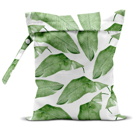Picture of zcyxuuw Wet Bag, Wet Dry Bag, Wet Bag for Swimsuit, Travel, Beach, Pool, Diapers, Dirty Yoga Gym Clothes, Makeup Bag, Waterproof Tropical Palm Leaves Decor Jungle Palm Leaf Favors