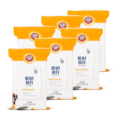 Picture of Arm & Hammer for Pets Heavy Duty Multipurpose Bath Wipes for Dogs, Travel Size, Mango Scent All Purpose Dog Wipes Remove Odor & Refresh Skin for Pets Travel Pet Wipes, 30 Count (Pack of 6)