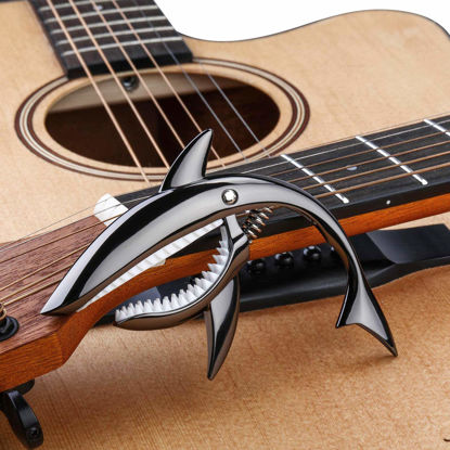 Picture of Shark Guitar Capo Pretty Cool Capo for Electric Acoustic Classical Guitar Ukulele Zinc Alloy Spring Capo (black)