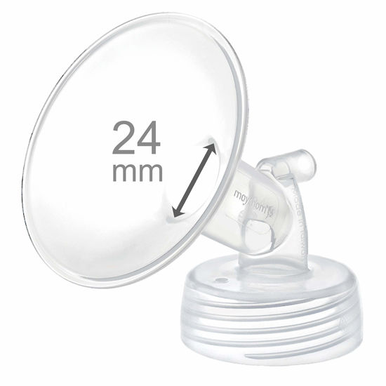 Picture of Maymom Wide Neck Pump Part for Spectra S1/S2 Pumps; Incl Wide Mouth Flange; Not Original Spectra Flange; Replaces Spectra Shield (One Flange Clear, 24 mm)