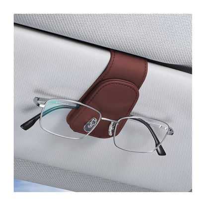 Picture of AICEL Sunglasses Holders for Car Sun Visor, Leather Eyeglasses Hanger Mounter, Magnetic Glasses Holder and Ticket Card Clip, Auto Interior Accessories Universal for SUV Pickup Truck